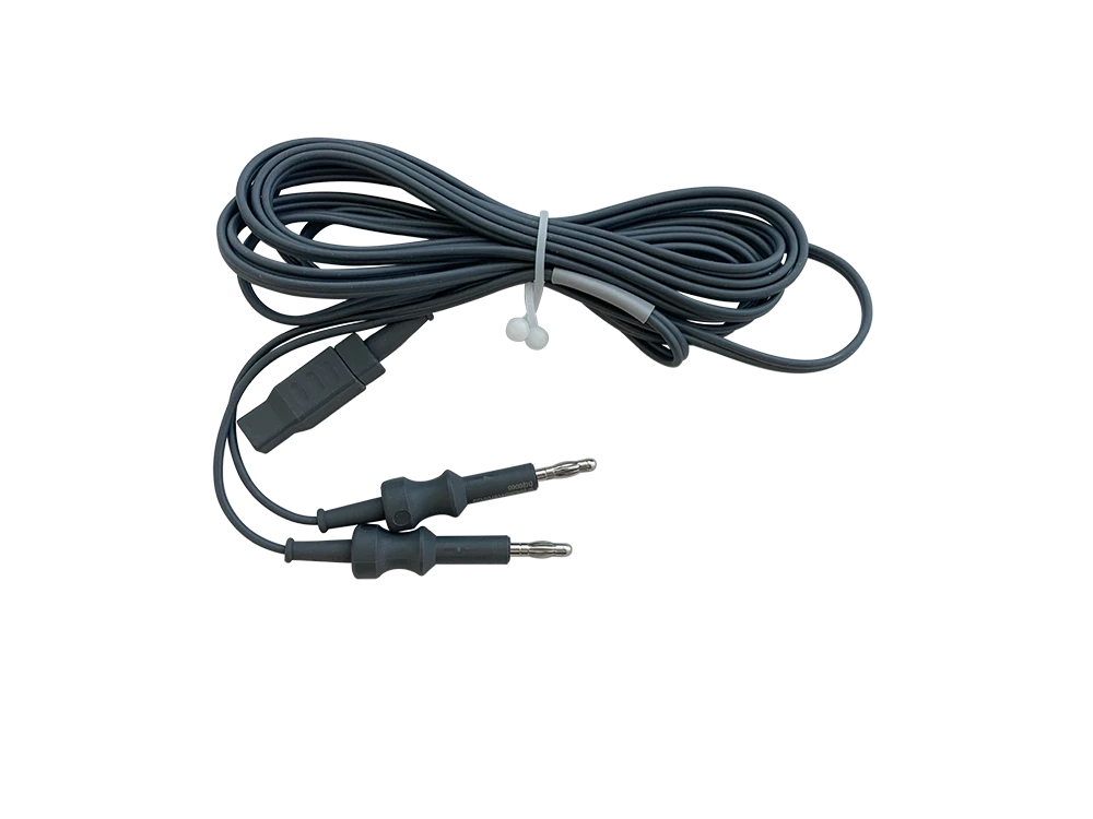 Reusable bipolar forceps cable with 2-pin plug connector compatible with most electrosurgical generators part number 80100012