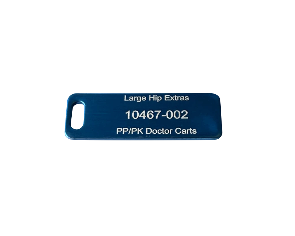 Aluminum Tag 90 x 32 2000051-F Engraved Blue Permanent Tray ID