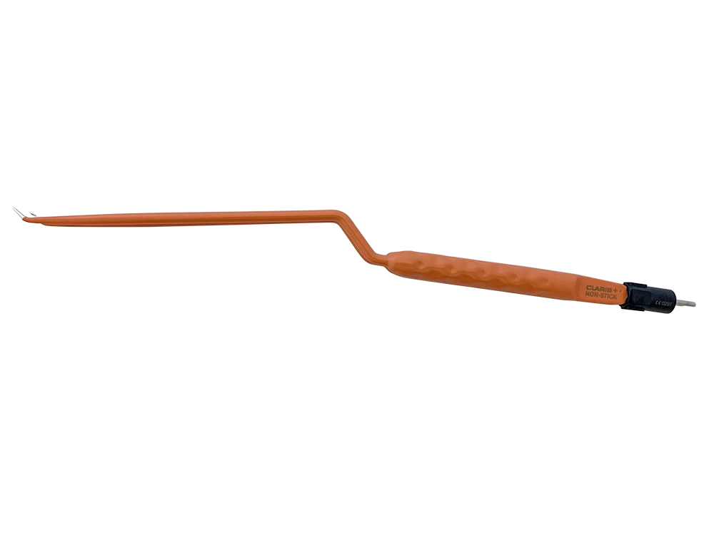 ACE Medical bayonet bipolar forceps angled up tips part number 81460182 with solid silver non stick tips and insulated orange ergonomic handle, designed for precision microsurgery, narrow anatomy, and improved visualization during ENT and neurosurgical procedures.