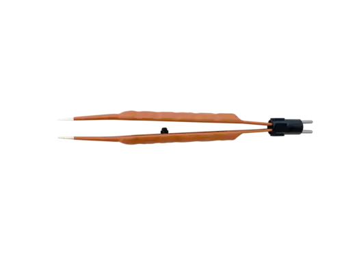 Straight bipolar forceps 140mm with non stick solid silver tips and ergonomic insulated handle for precise surgical coagulation and dissection