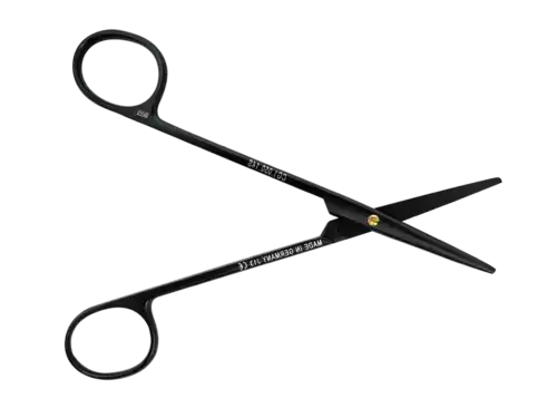 ACE Medical EBNER straight Metzenbaum surgical scissors CG1 050 14S open view for soft tissue dissection in general and plastic surgery.