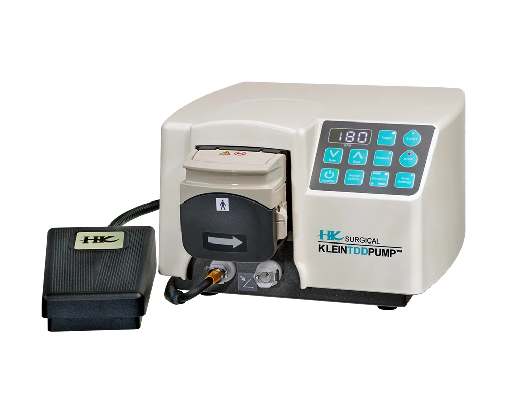 HK Surgical tumescent infiltration pump KTDD with single-use tubing accessories for liposuction.